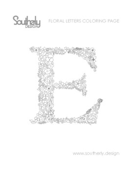 the letter e designed flowers coloring pages