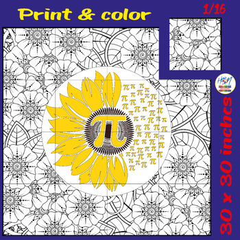 Preview of Floral Pi Day: Nature Meets Numbers Collaborative Coloring Poster Activities