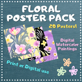 Floral Poster Set - PRINTABLE - Spring Flowers - Backdrop 