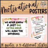 Floral Quotes Poster Set with 14 Different Quotes & 5 Diff