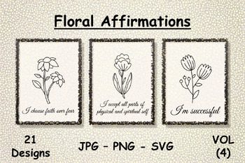 Preview of Floral Self-talk Affirmations for Self-care, Self-acceptance & Life Changing