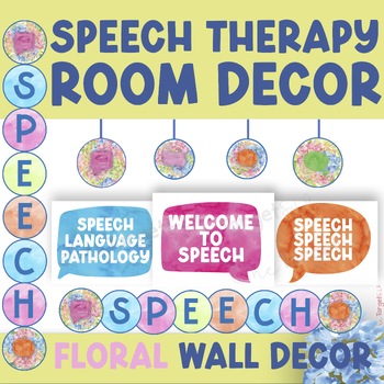 Preview of Floral Speech Room Wall Decor- Colorful Back to School Speech Room Decor