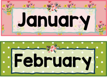 Floral Spring Months of the Year Posters Signs Charts Classroom Decor FREE