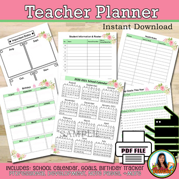 2020 IMW Poster pdf Floral Teacher Planner August 2020  2021 PDF  FILE Print  At 