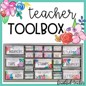 Preview of Floral Teacher Toolbox Editable Labels