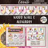 Floral Watercolor Classroom Decor Editable Word Wall and Alphabet