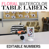 Floral Watercolor Table or Group Labels Editable