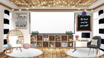Preview of Floral Farmhouse Themed Bitmoji Classrooms AND Canvas Template