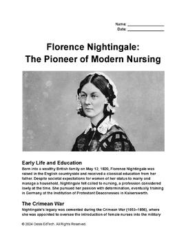 Preview of Florence Nightingale:  The Pioneer of Modern Nursing Worksheet