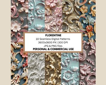 Preview of Florentine Seamless Pattern | Digital Florentia Paper | Florentine Paper Digital