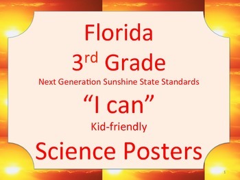 Preview of Florida 3rd Grade Science Next Generation Sunshine State Standards NGSSS Posters