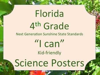 Preview of Florida 4th Grade Science Next Generation Sunshine State Standards NGSSS Posters