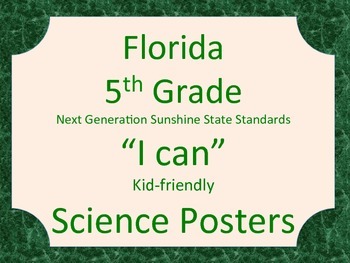 Preview of Florida 5th Grade Science Next Generation Sunshine State Standards Posters Green