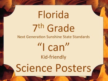 Preview of Florida 7th Grade Science Next Generation Sunshine State Standards NGSSS Posters