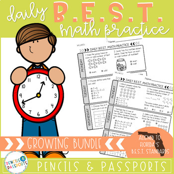 Preview of Florida B.E.S.T. 2nd Grade Math Standards Daily Practice Homework Test Prep