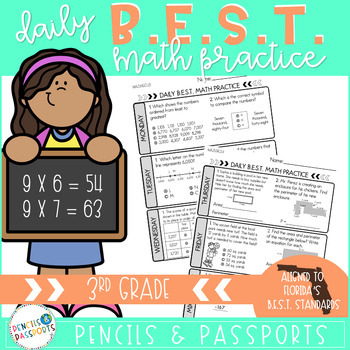 Preview of Florida B.E.S.T. 3rd Grade Math Standards Daily Practice Homework Test Prep