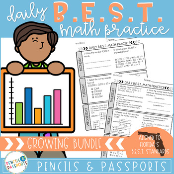 Preview of Florida B.E.S.T. 4th Grade Math Standards Daily Practice Homework Test Prep