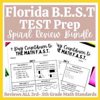 Preview of Florida B.E.S.T. Math Standards Spiral FAST Test Prep 3rd, 4th, 5th Grade Bundle