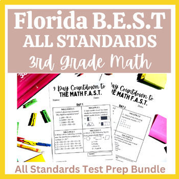 Preview of Florida B.E.S.T. Math Standards Test Prep for the FAST 3rd Grade Entire Year