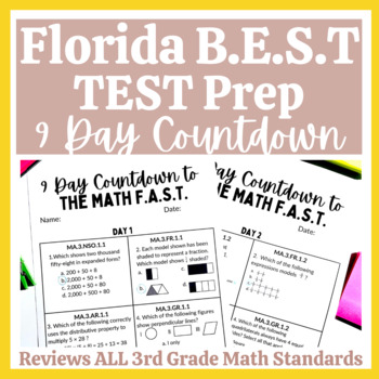 Preview of Florida B.E.S.T. Math Standards Test Prep for the FAST 3rd Grade Spiral Review