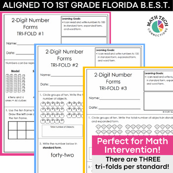 Florida B.E.S.T. Standards 1st Grade Math Review Worksheets MA.1.NSO.1 ...