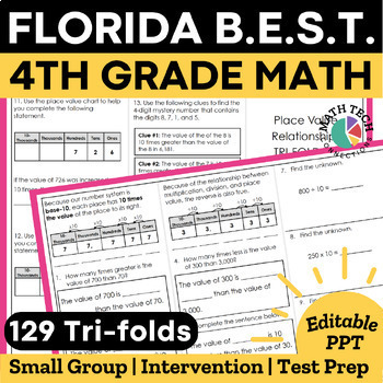 Preview of Florida B.E.S.T. Standards 4th Grade Math Spiral Review FL BEST Test Prep