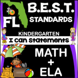 Florida B.E.S.T. Standards: Kindergarten ELA+Math I Can Statements BUNDLE