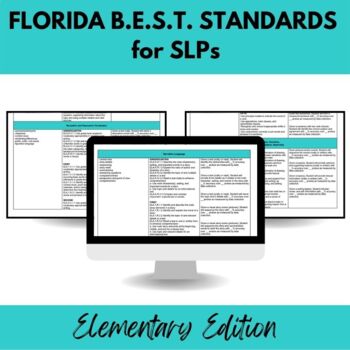 Preview of Florida B.E.S.T. Standards | Speech-Language Therapy | Supporting IEP Goals K-5