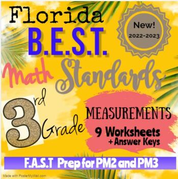 Preview of Florida BEST 3rd Grade Math: M (Measurement) F.A.S.T. PM2-PM3 Prep / Test Prep