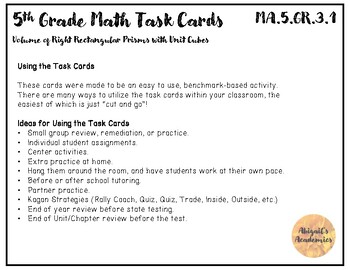 Preview of Florida BEST 5th Grade Math Task Cards MA.5.GR.3.1