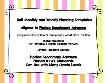 Preview of Florida BEST Standards Benchmark Advance Planning Templates | Digital & PDF