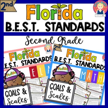 Preview of Florida BEST Standards | GOALS AND SCALES | ELA and MATH | Gr 2 -Editable
