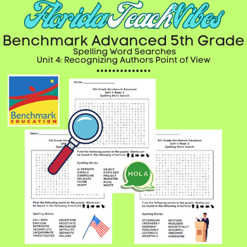 Florida Benchmark Advanced 5th Grade Spelling Word Search Unit 4