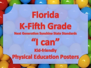 Preview of Florida Elementary Bundle PE Physical Education NGSSS Standards Posters