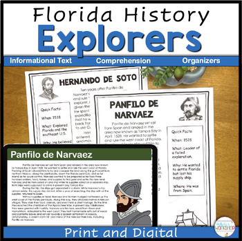 Preview of Florida Explorers Digital Reading and Comprehension Activities 