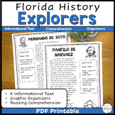 Florida Explorers Reading Comprehension Worksheets Activity