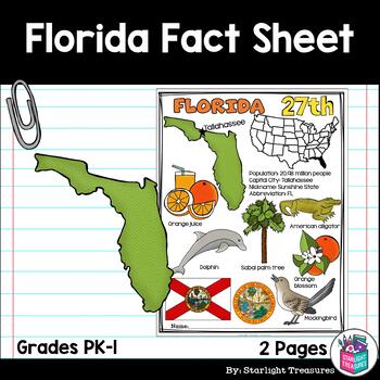 Preview of Florida Fact Sheet for Early Readers - A State Study