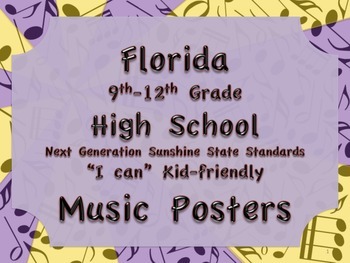 Preview of Florida High School HS MUSIC 9-12 NGSSS Standards Posters