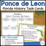 Florida History Ponce de Leon Task Cards Activity FREE