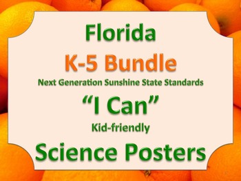 Preview of Florida K-5 Bundle Science Standards NGSSS Orange Border