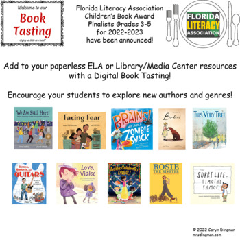 Preview of Florida Literacy Assoc Book Award 2022-2023 Finalists Gr3-5 Digital Book Tasting