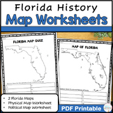 Florida Map Worksheets for Social Studies
