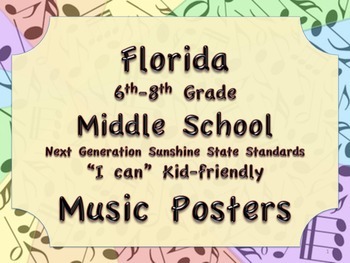 Preview of Florida Middle School MS MUSIC 6-8 NGSSS Standards Posters