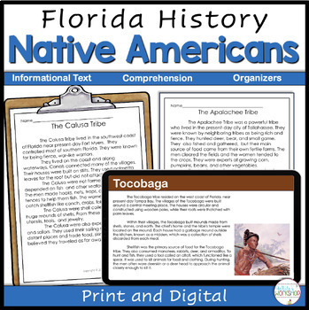 Preview of Florida Native Americans Reading Passages and Comprehension Digital Activities