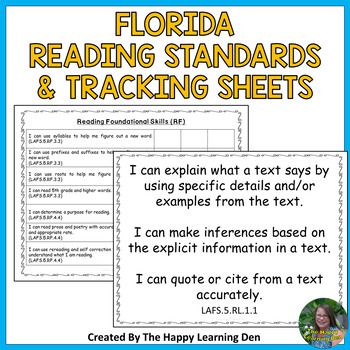 Preview of Florida Reading Standards for 5th Grade (LAFS)