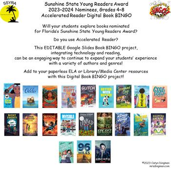 Preview of Florida SSYRA Book Award 2023-2024 Nominees Digital Book BINGO