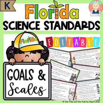 Preview of Florida Science Standards | GOALS AND SCALES | KINDERGARTEN - Editable