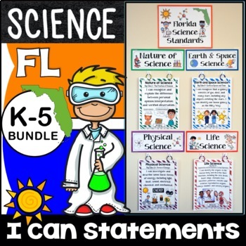 Preview of Florida Science Standards I Can Statements Posters K-5 {Florida Standards NGSSS}