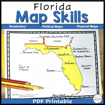 Map Project Florida Social Studies Grade 5 - NO PREP! by clevergirlteaching