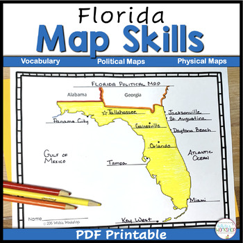 Preview of Florida Social Studies Map Skills Geography Activities